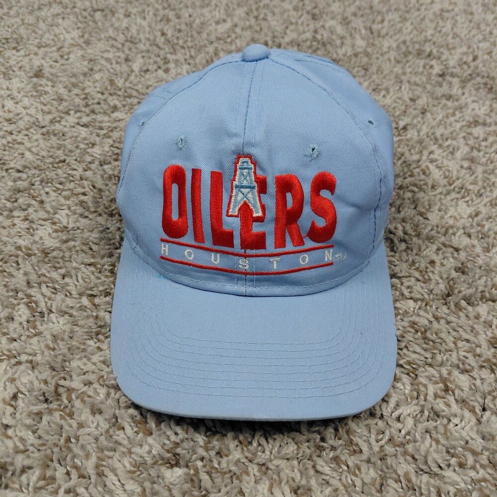 Vintage 90s Houston Oilers Snapback Hat Cap Mens One Size Light Blue Team NFL